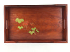 Japanese Wooden Serving Tray Vtg Large Obon Makie Kiri Paulownia Flowers UR989