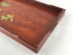 Japanese Wooden Serving Tray Vtg Large Obon Makie Kiri Paulownia Flowers UR989