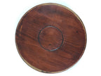 Japanese Wooden Serving Tray Vtg Obon Brown Round Carved Design UR885