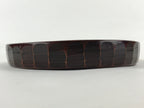 Japanese Wooden Serving Tray Vtg Obon Brown Round Carved Design UR885