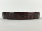 Japanese Wooden Serving Tray Vtg Obon Brown Round Carved Design UR885