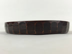 Japanese Wooden Serving Tray Vtg Obon Brown Round Carved Design UR885