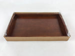 Japanese Wooden Serving Tray Vtg Obon Dark Brown Rectangle Handles UR904