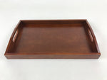 Japanese Wooden Serving Tray Vtg Obon Dark Brown Rectangle Handles UR904