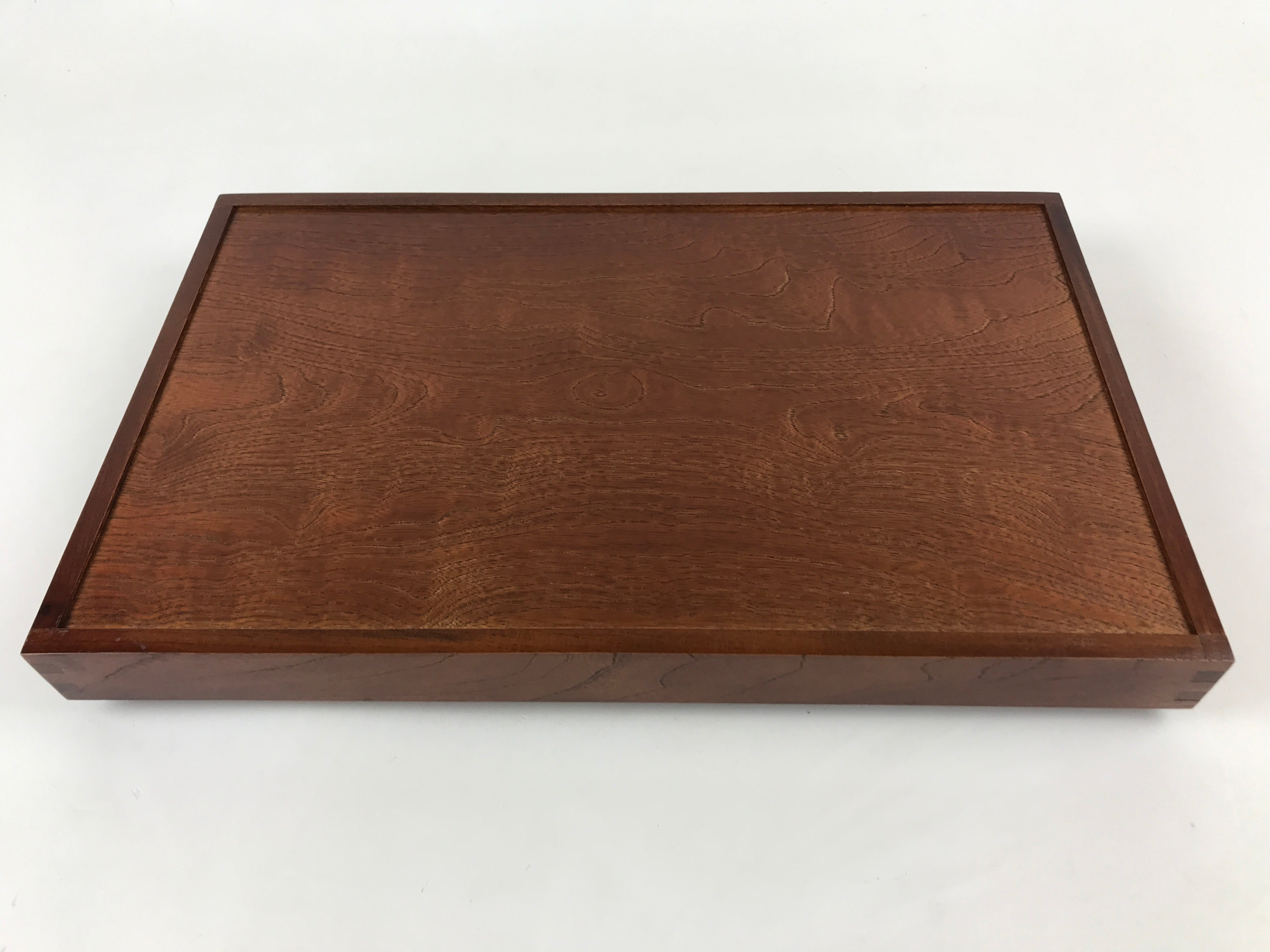 Japanese Wooden Serving Tray Vtg Obon Dark Brown Rectangle Handles UR9, Online Shop