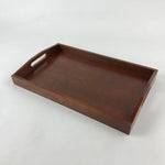 Japanese Wooden Serving Tray Vtg Obon Dark Brown Rectangle Handles UR904