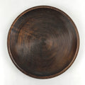 Japanese Wooden Serving Tray Vtg Obon Dark Brown Round Carved Lines UR886