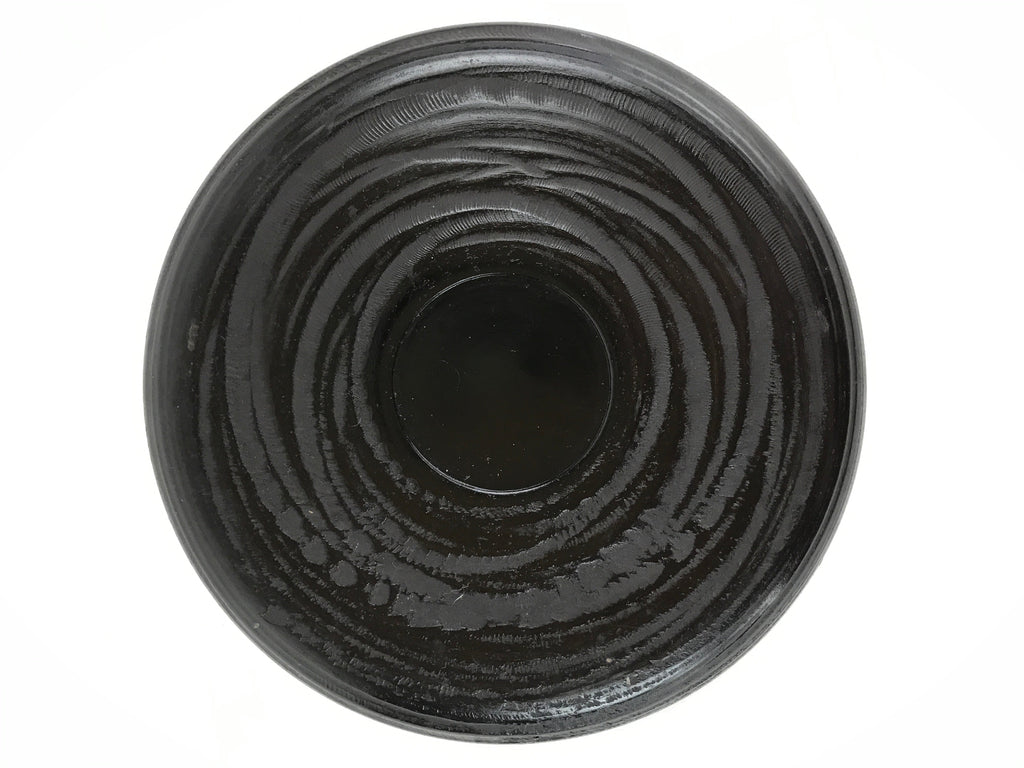 Japanese Wooden Serving Tray Vtg Obon Small Round Carved Swirl Red Black UR959