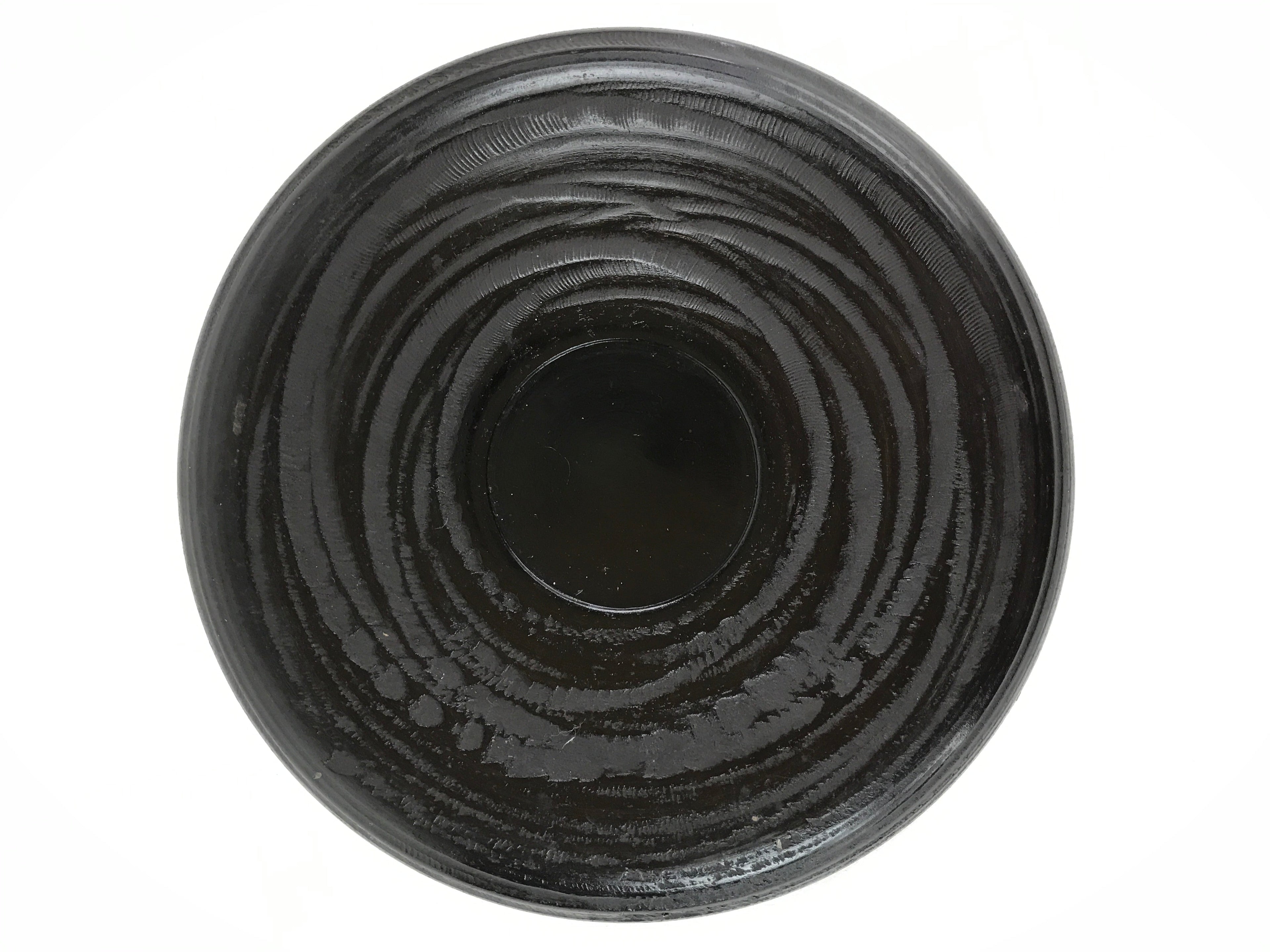 Japanese Wooden Serving Tray Vtg Obon Small Round Carved Swirl Red Black UR959