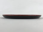 Japanese Wooden Serving Tray Vtg Obon Small Round Carved Swirl Red Black UR959