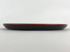 Japanese Wooden Serving Tray Vtg Obon Small Round Carved Swirl Red Black UR959