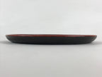 Japanese Wooden Serving Tray Vtg Obon Small Round Carved Swirl Red Black UR959
