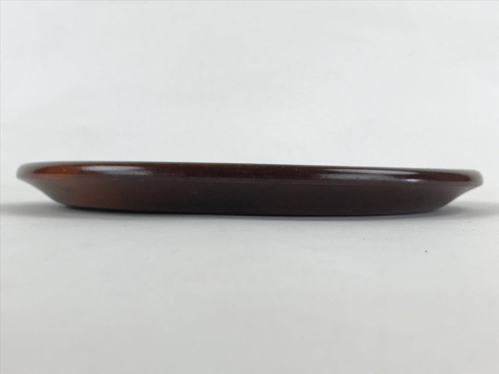 Japanese Wooden Serving Tray Vtg Round Obon Simple Dark Brown Tea Snacks UR982