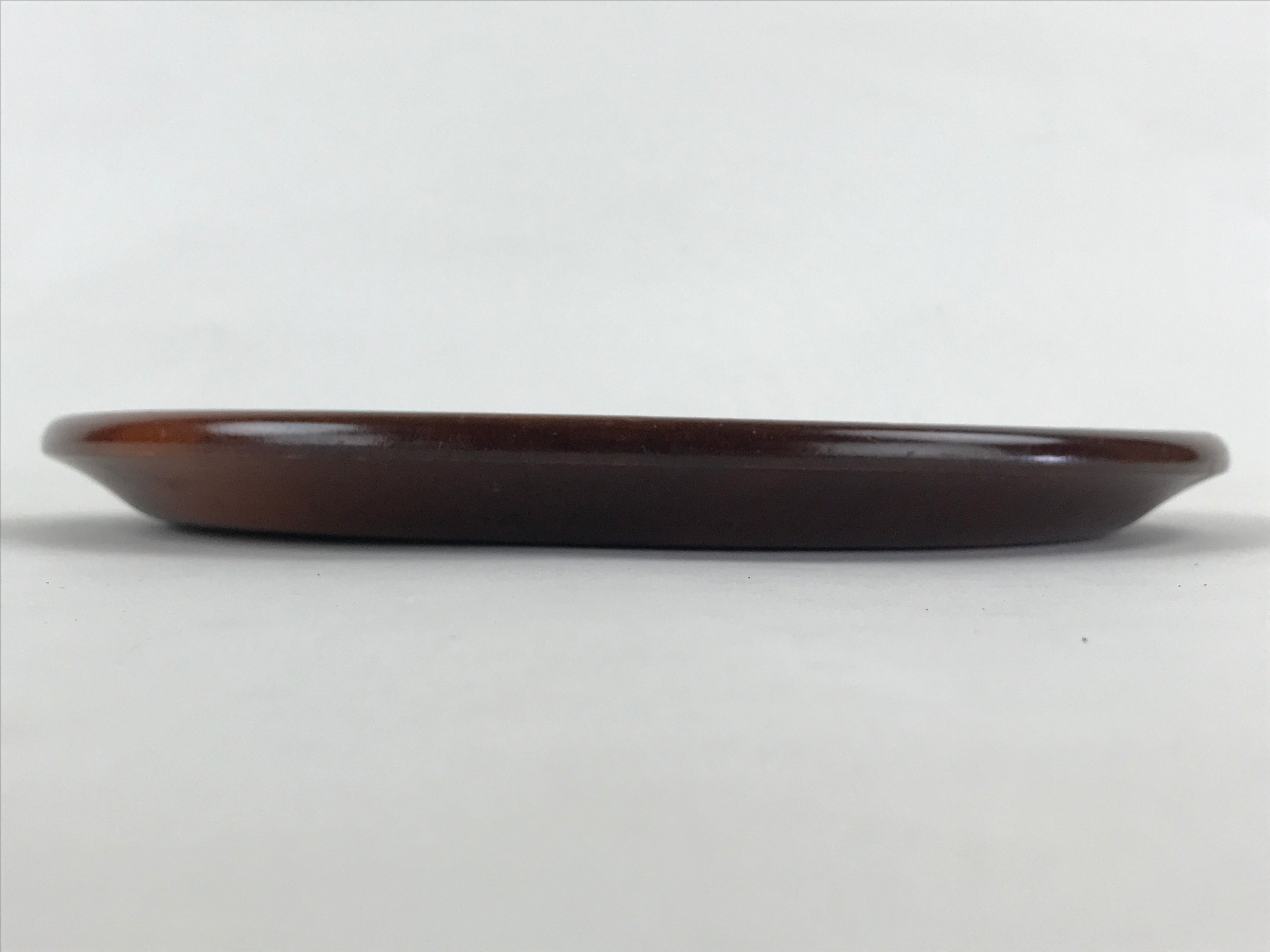 Japanese Wooden Serving Tray Vtg Round Obon Simple Dark Brown Tea Snacks UR982