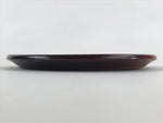 Japanese Wooden Serving Tray Vtg Round Obon Simple Dark Brown Tea Snacks UR982