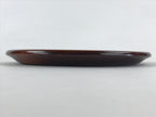 Japanese Wooden Serving Tray Vtg Round Obon Simple Dark Brown Tea Snacks UR982