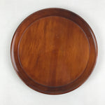 Japanese Wooden Serving Tray Vtg Round Obon Simple Dark Brown Tea Snacks UR982