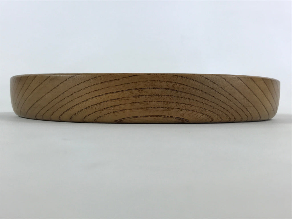 Japanese Wooden Serving Tray Vtg Small Classic Round Obon Natural Brown UR995