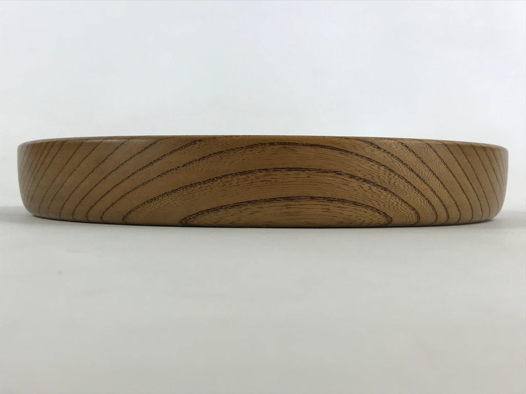 Japanese Wooden Serving Tray Vtg Small Classic Round Obon Natural Brown UR995