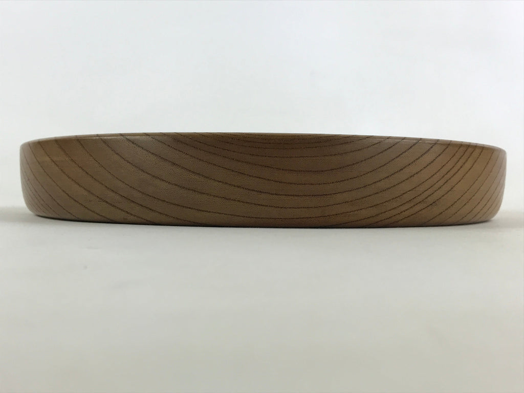Japanese Wooden Serving Tray Vtg Small Classic Round Obon Natural Brown UR995