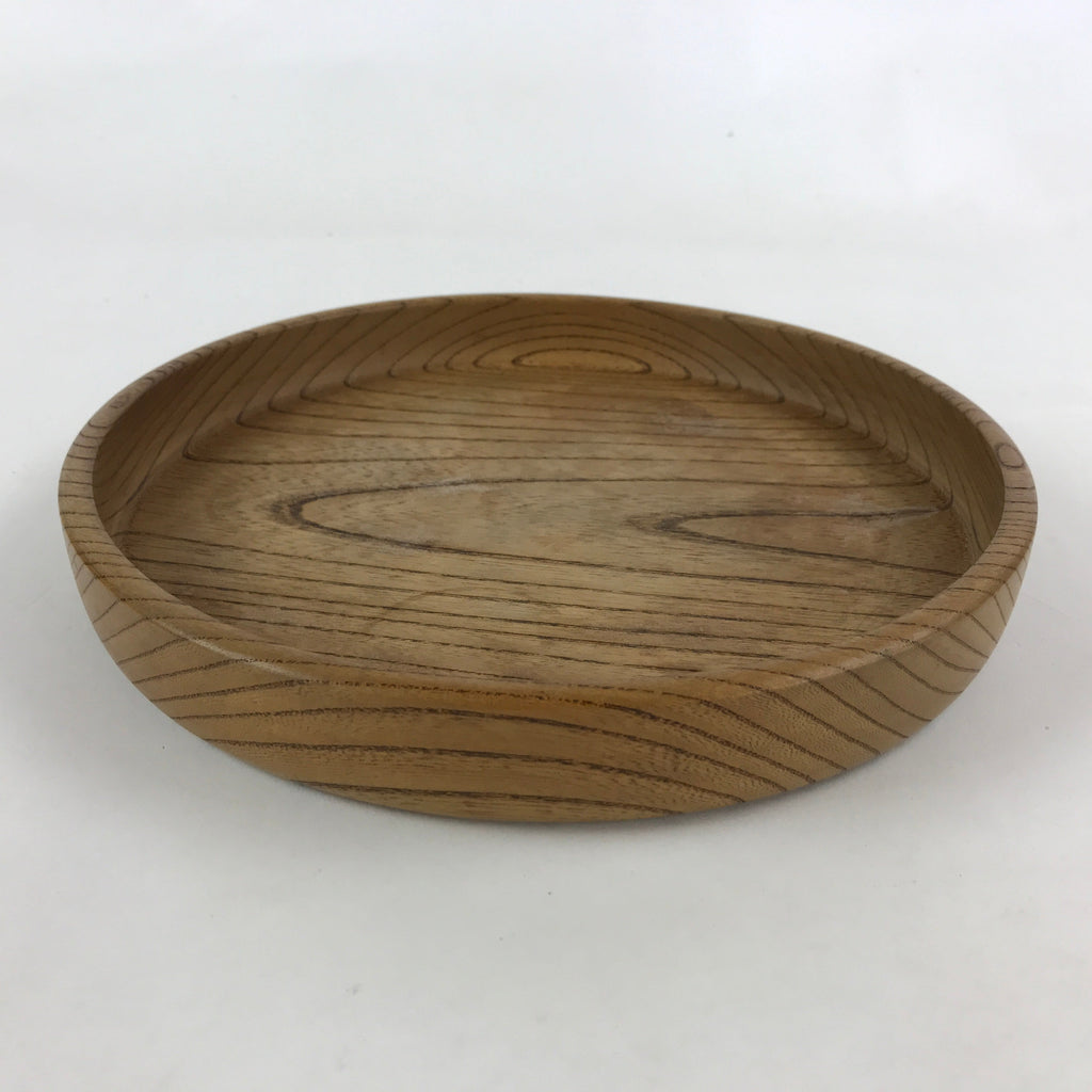 Japanese Wooden Serving Tray Vtg Small Classic Round Obon Natural Brown UR995