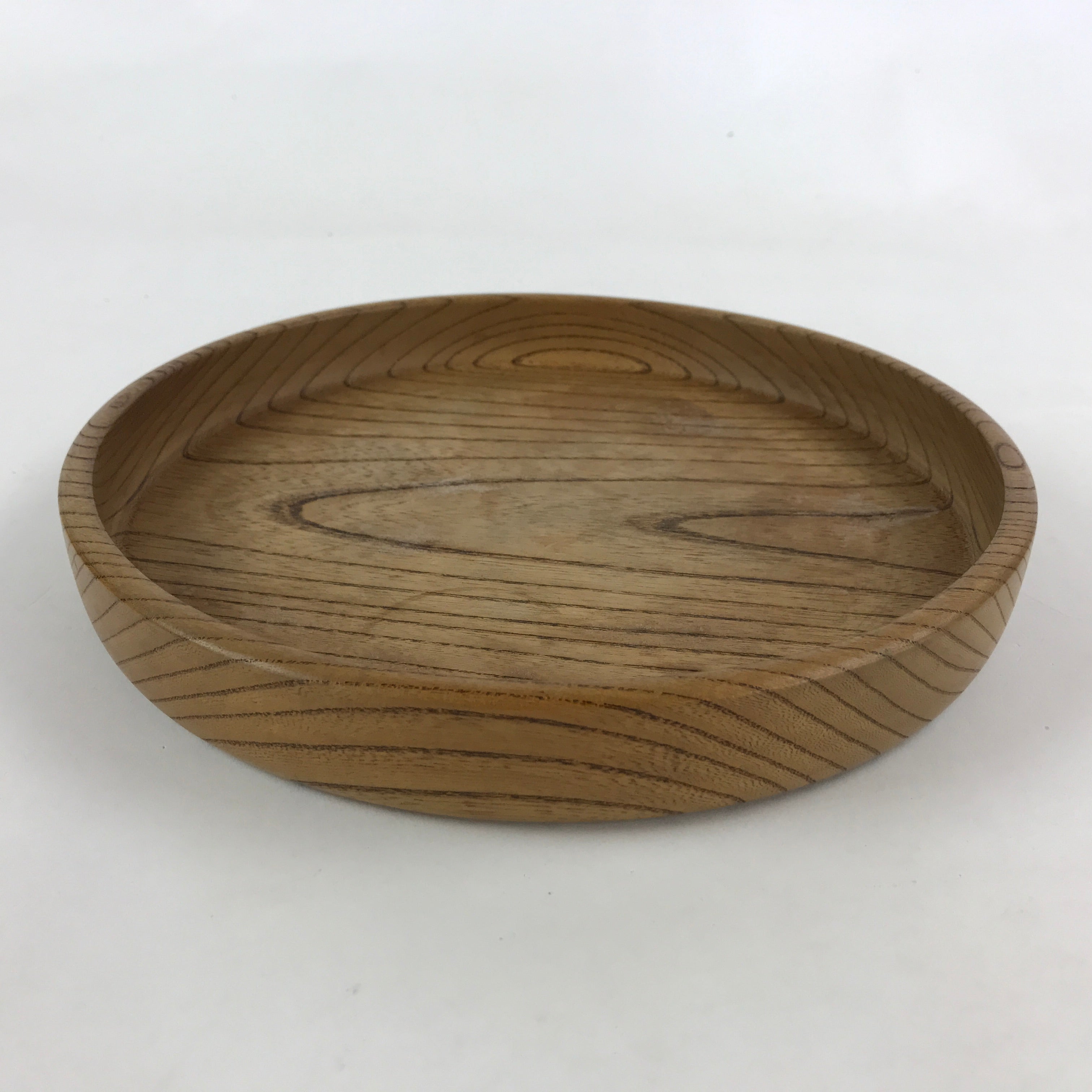 Japanese Wooden Serving Tray Vtg Small Classic Round Obon Natural Brown UR995