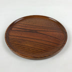 Japanese Wooden Serving Tray Vtg Small Obon Brown Round Tea Snacks UR881
