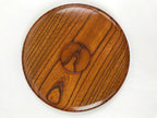 Japanese Wooden Serving Tray Vtg Small Obon Brown Round Tea Snacks UR881