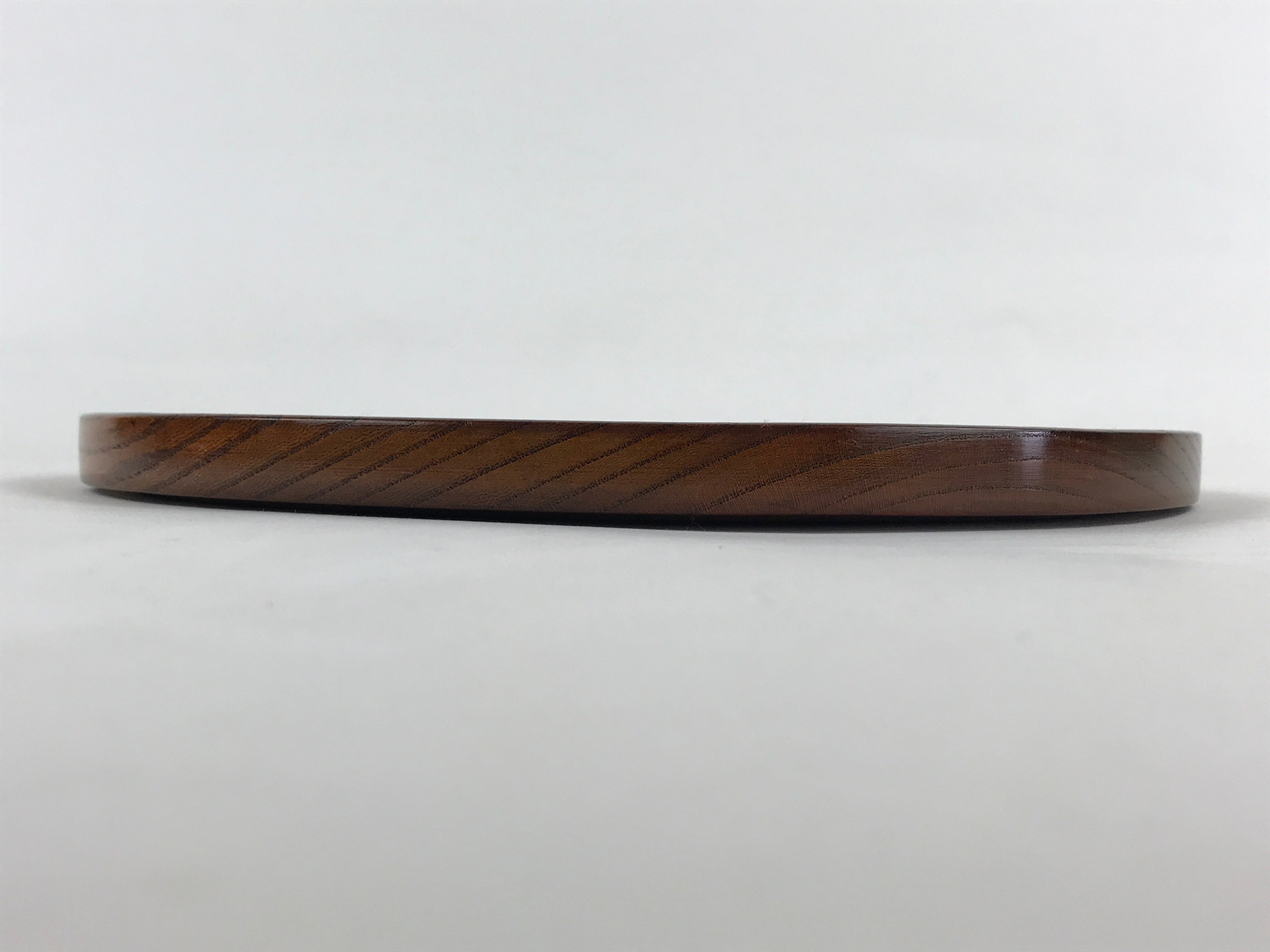 Japanese Wooden Serving Tray Vtg Small Obon Brown Round Tea Snacks UR881