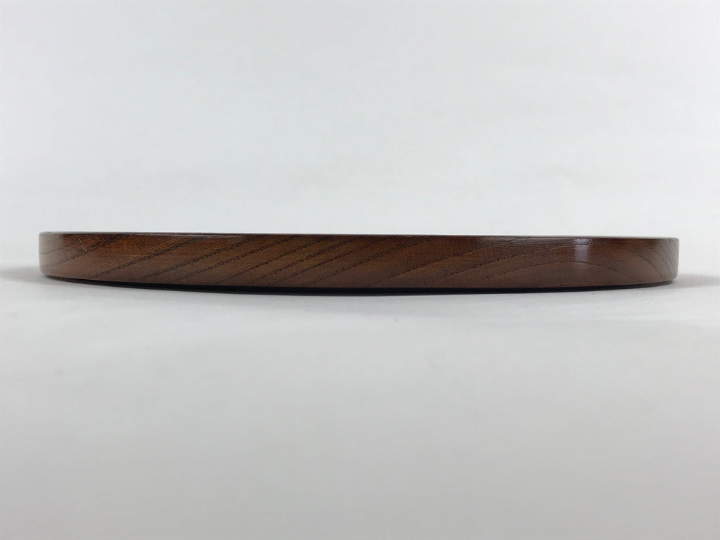 Japanese Wooden Serving Tray Vtg Small Obon Brown Round Tea Snacks UR881