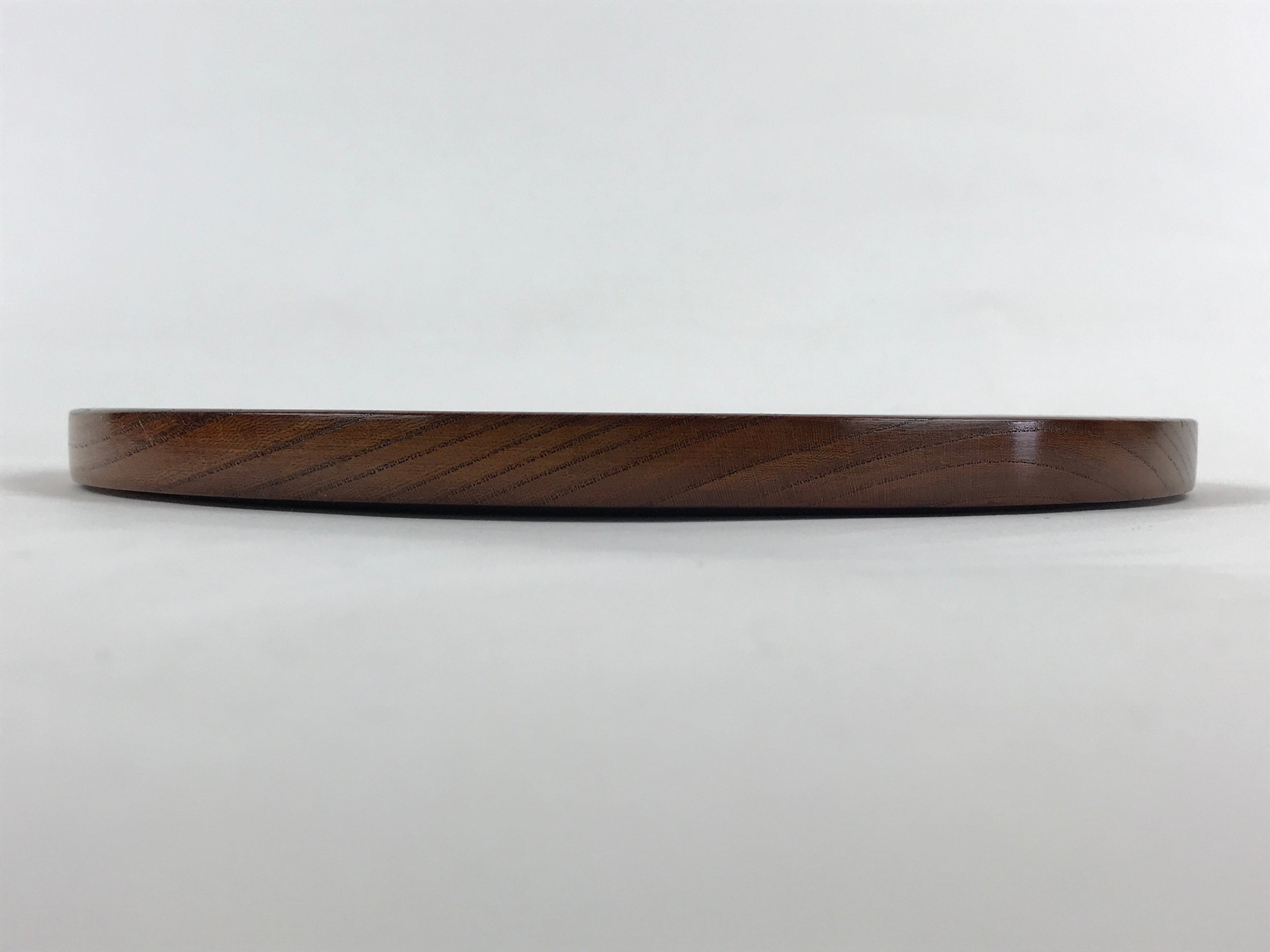 Japanese Wooden Serving Tray Vtg Small Obon Brown Round Tea Snacks UR881