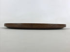 Japanese Wooden Serving Tray Vtg Small Round Obon Paulownia Leaves Brown UR994