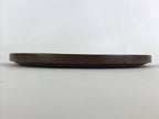 Japanese Wooden Serving Tray Vtg Small Round Obon Paulownia Leaves Brown UR994