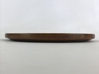 Japanese Wooden Serving Tray Vtg Small Round Obon Paulownia Leaves Brown UR994