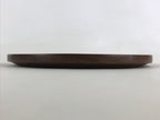 Japanese Wooden Serving Tray Vtg Small Round Obon Paulownia Leaves Brown UR994