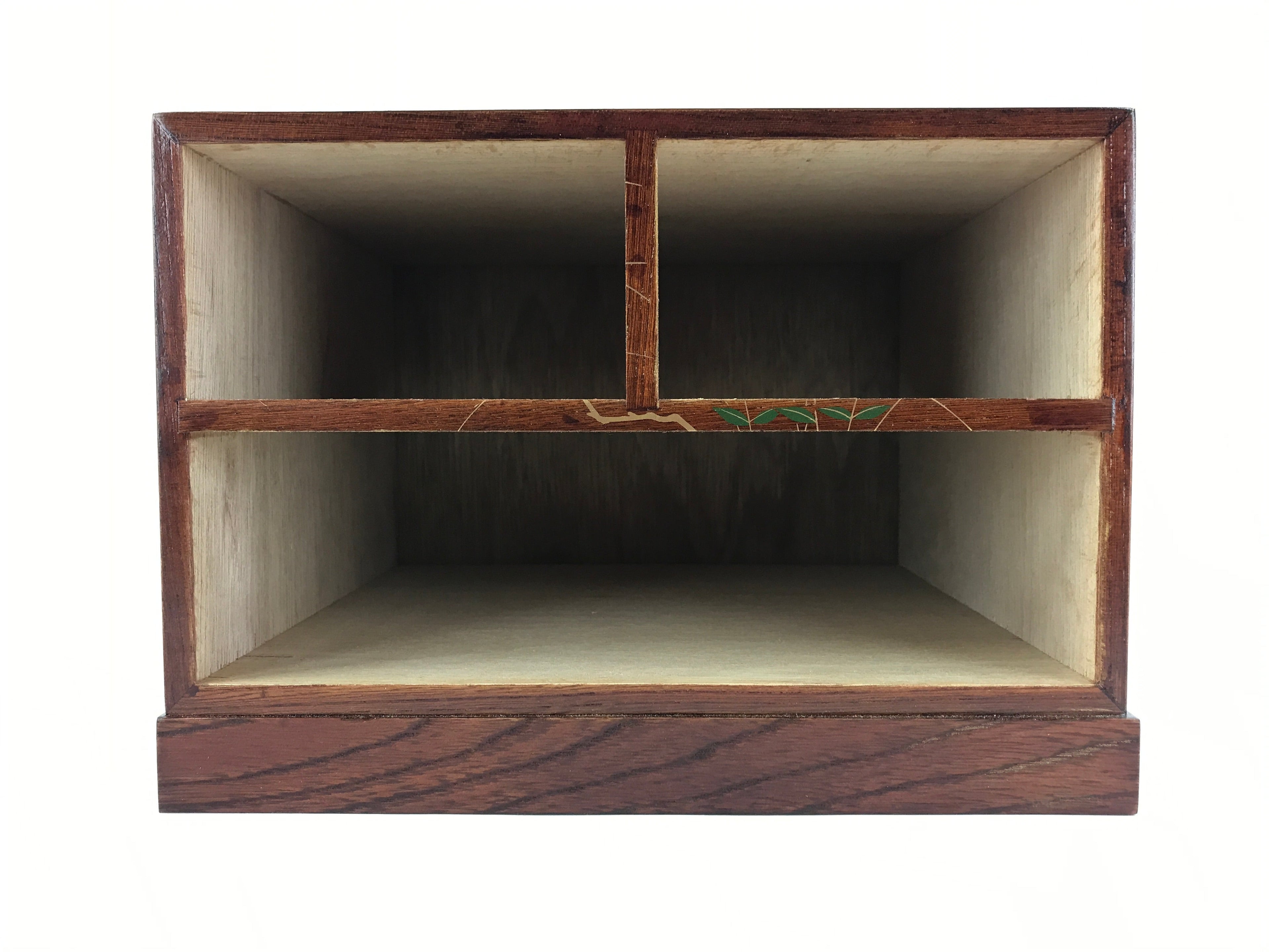 Japanese Wooden Sewing Box Haribako Vtg Tansu 3 Drawers Maki-e Flowers T344