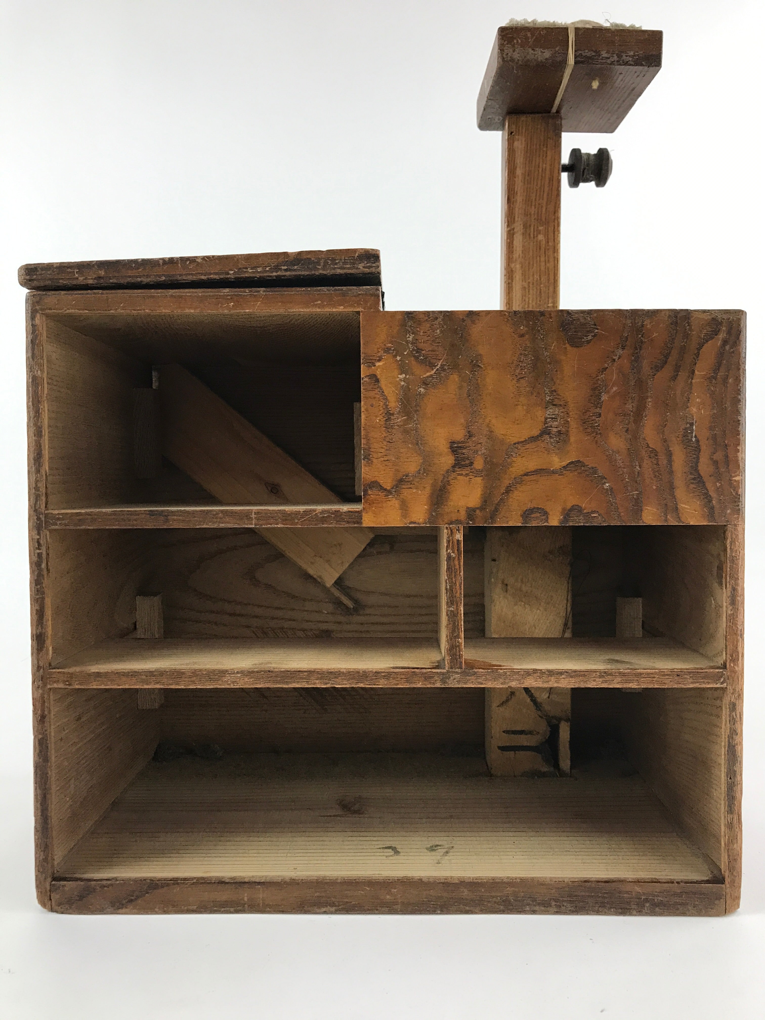 Japanese Wooden Sewing Box Haribako Vtg Tansu 4 Drawers Movable Pin Stand T347