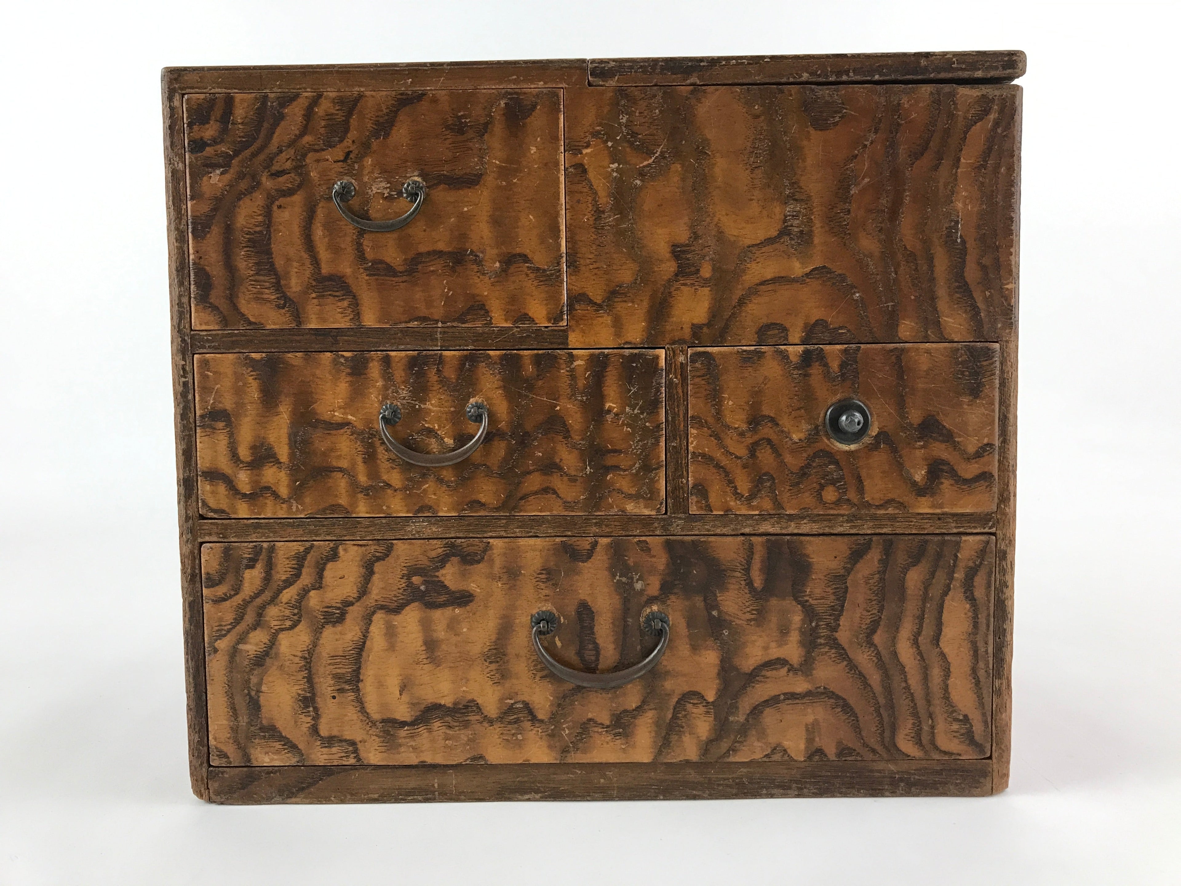 Japanese Wooden Sewing Box Haribako Vtg Tansu 4 Drawers Movable Pin Stand T347