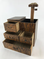 Japanese Wooden Sewing Box Haribako Vtg Tansu 4 Drawers Movable Pin Stand T347