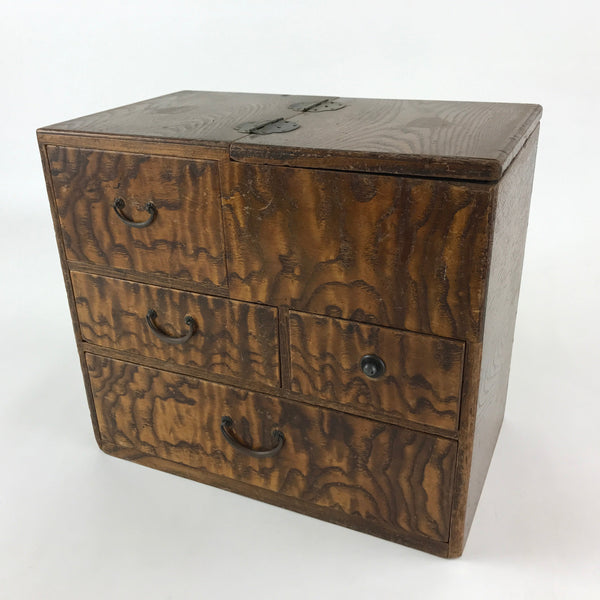 Japanese Wooden Sewing Box Haribako Vtg Tansu 4 Drawers Movable Pin St ...