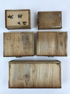 Japanese Wooden Sewing Box Haribako Vtg Tansu 5 Drawers Dark Brown T346