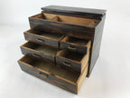 Japanese Wooden Sewing Box Haribako Vtg Tansu 5 Drawers Dark Brown T346