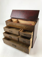 Japanese Wooden Sewing Box Haribako Vtg Tansu 5 Drawers Raden Dark Brown T361