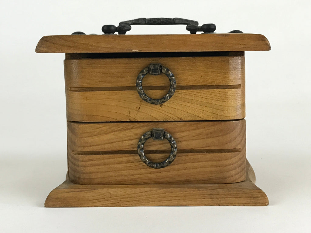 Japanese Wooden Sewing Box Haribako Vtg Tansu Chest 2 Drawers Hida Takayama T335