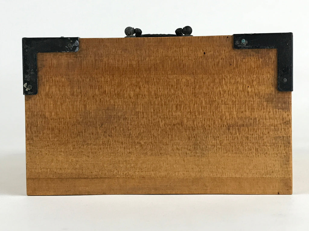 Japanese Wooden Sewing Box Haribako Vtg Tansu Chest 3 Drawers Family Crest T333