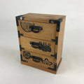 Japanese Wooden Sewing Box Haribako Vtg Tansu Chest 3 Drawers Family Crest T333