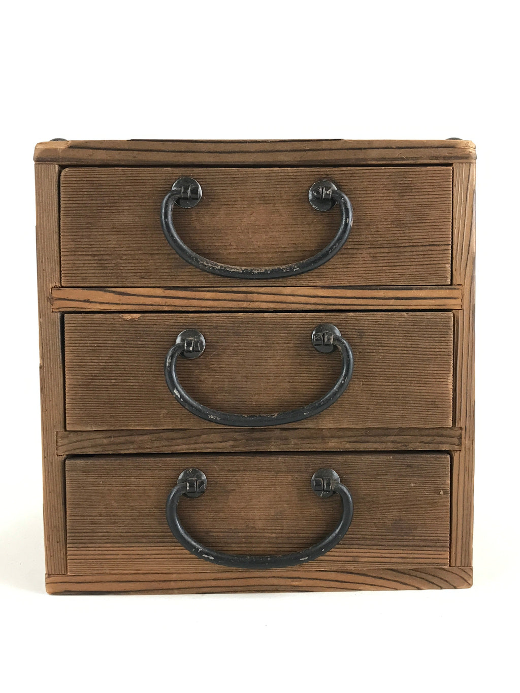 Japanese Wooden Sewing Box Haribako Vtg Tansu Chest 3 Drawers Trinket Box T337