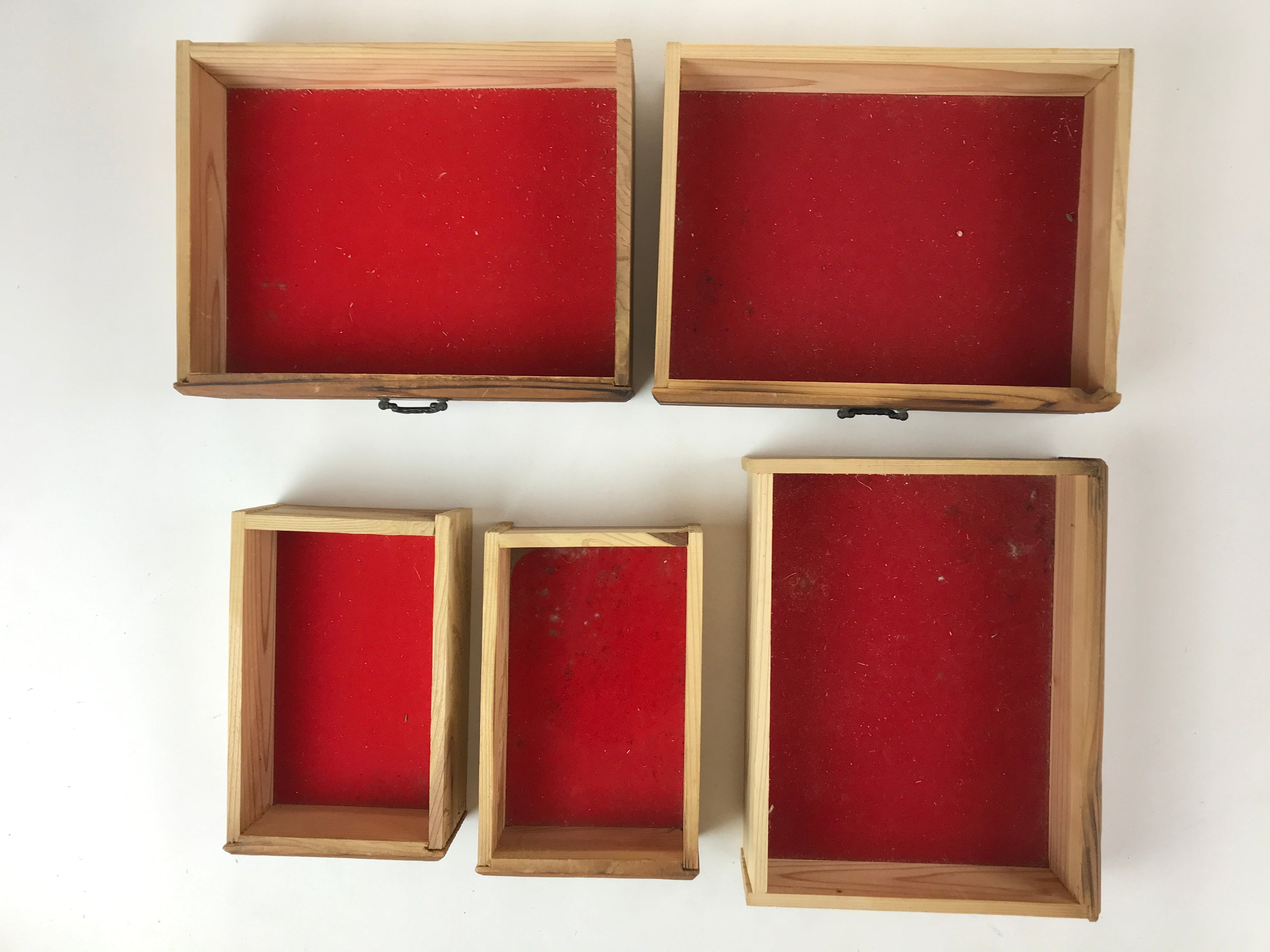 Japanese Wooden Sewing Box Haribako Vtg Tansu Chest 5 Drawers Brown T362