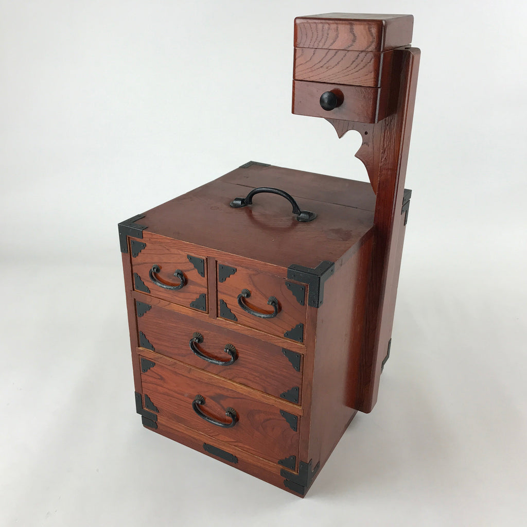 Japanese Wooden Sewing Box Haribako Vtg Tansu Chest 5 Drawers Pin Stand T359