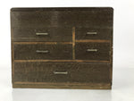Japanese Wooden Sewing Box Haribako Vtg Tansu Trinket Chest 5 Drawers Brown T406